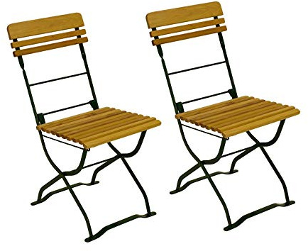Gartenmoebel Gartenstuhl MÜNCHEN grün 2er Set, Robinien Holz, klappbar