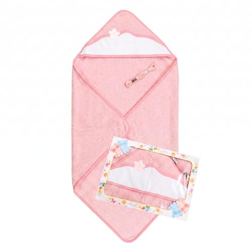 Bubabù Accappatoio neonato da ricamare, con inserto in etamine su cappuccio a triangolo MISURA 44 FORI, con filo per ricamo. Misura75x75 cm Composizione: Cotone 100% Made in Italy