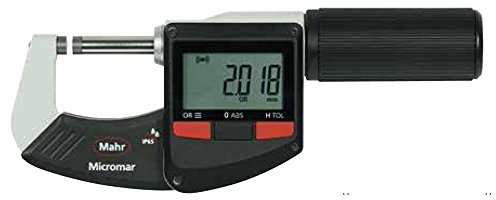 Mahr Federal 4157020 Digitales Mikrometer, LCD-Bildschirm und In/mm-Einheiten, Schwarz/Rot
