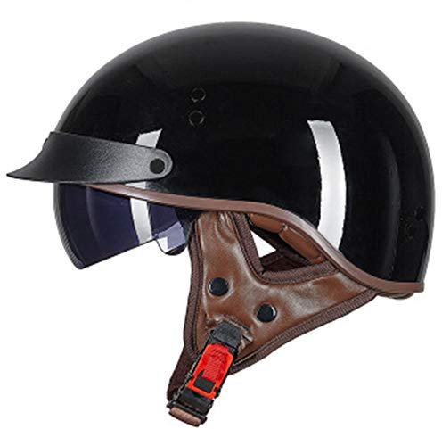 ZLYJ Vintage Motorrad Helm, Harley Helm mit Visier, Halbschalenhelm Jethelm Für Damen Und Herren, für Cruiser Chopper Biker, ECE Zertifizierung B,M
