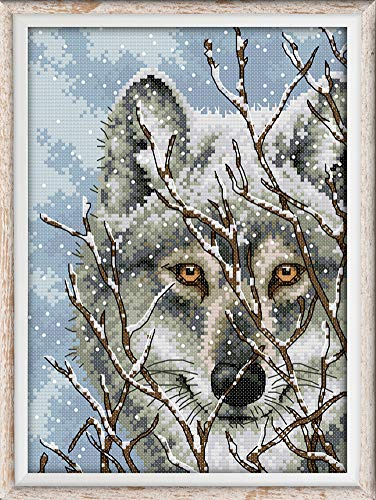 Abillyn Stickerei-Kreuzstich-Set, Wolf, mit gedrucktem Muster, Starter-Set (Wolf)