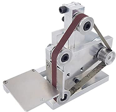 Mini Grinder Electric Belt Sander DIY Polishing Grinding Machine Cutter Edges Sharpener Bench Sander for Plastic Aluminium Iron Steel and Metal Polishing