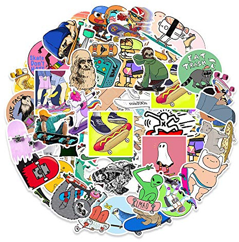 Playful Skateboarding Vinyl Stickers, 100 PCS Waterproof Cartoon Character Decals for Laptops, Scrapbooking, Journals, Notebooks, Water Bottles, Suitcases, Phones & DIY Decor