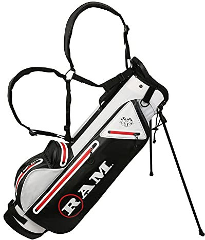Ram Golf Waterproof Stand Carry Bag, 7.5 (Black/White/Red, One Size)