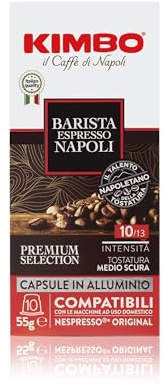 KIMBO - Café Barista Espresso Napoli - Capsules - Café Italien Authentique - Intensité 10 / Medium-Dark Roast - Lot de 10 Boîtes de 10 Capsules Compatibles Avec les Machines Nespresso®