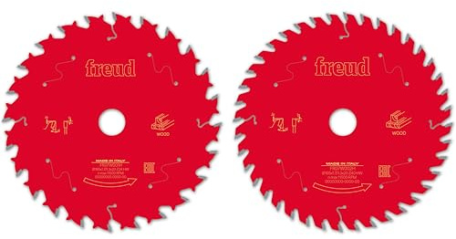 Freud Set di 2 Lame per Sega circolare portatile per taglio di legno, D=165mm/d=20mm, 24 e 40 Denti Alterni ATB in Metallo Duro HW TiCo spesssore B=1.7/b=1.3mm