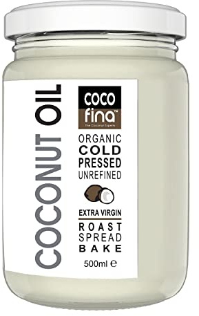 Cocofina Organic Raw Virgin Coconut Oil for hair, skin, teeth whitening, cooking & baking 500ml Pack of 1 Glass