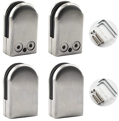 Morsetto Regolabile in Acciaio Inox per Vetro da 16 a 17 mm, Supporto Rotondo per Ringhiera per Scale e Bagno, 4 Pezzi