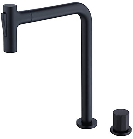 Wasserhahn Bad Ausziehbar Waschtischarmatur mit Herausziehbarer Brause Einhebelmischer Bad Bad Armaturen Waschbecken Schwarz,Hoch