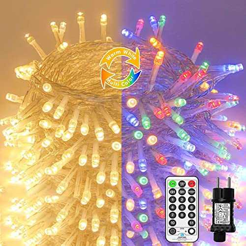 Led Lichterkette Strom 35M 300 LED mit Fernbedienung Timer Merkfunktion Lichterkette IP65 Wasserdicht für Innen und Außen,Niederspannung, Lichterkette für Party Weihnachten Garten Zimmer