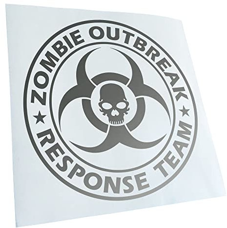 Kiwistar - Autoaufkleber - Silber - 30x30cm Zombie Outbreak Skull - Heckscheibe Auto Aufkleber wetterfest für Kfz LKW Mofa Truck - Sticker außen selbstklebend Tuning Zubehör für Fenster Fahrzeug