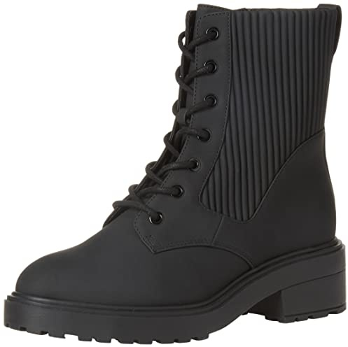Amazon Essentials Stivali da Combattimento gommati con Suola Spessa Donna, Nero, 38.5 EU