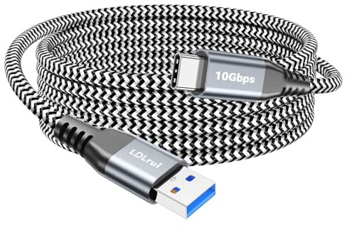 LDLrui Cavo USB C lungo 10 Gbps trasferimento dati 3 m, nylon intrecciato QC 3.0 tipo C ricarica rapida USB A a USB C cavo caricabatterie per Samsung Galaxy S20/S10, Note 20, fotocamera, interruttore