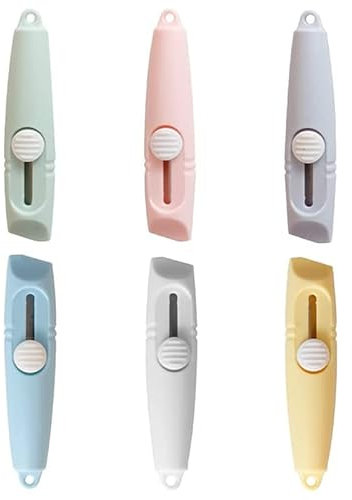 Labstandard Couteaux Utilitaires Rétractables Lot de 6 Ouvre-Boîtes Utilitaires Coupe-Enveloppes Coupe-Papier Couteau de Papeterie pour Carton Papier Boîte Couleur Aléatoire