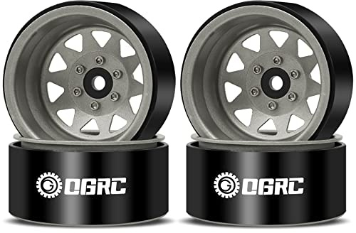 OGRC 4PCS Aluminum 1.9 Inch Beadlock Wheels Negative Offset Wheel Rims for TRX4 TRX6 SCX10 I II III 90046 AXI03007 Redcat GEN7 GEN8 RC4WD D90 1/10 RC Crawler - 12mm Hex (Grey)