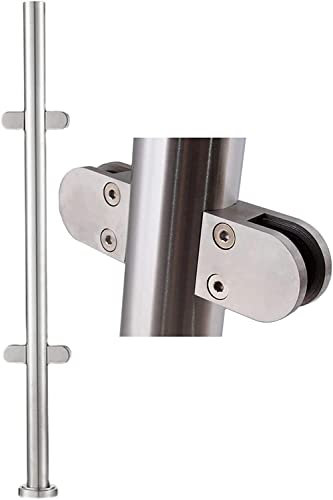 Garden Deck Stairway Fencing Clamp Posts Glass Deck Fence Balustrade Railing Post Clamp for 10/12 MM Thick Panel, Floor-Mount Stairs Banister Pole, Stainless Steel ( Color : Middle Post , Size : 120cm