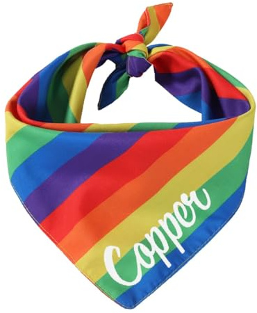 Personalisierte Stickerei Name Hund Bandana Benutzerdefinierte für Hundeliebhaber Regenbogen Baumwolle Halstuch Schals Dreieck Lätzchen Hundehalsband Bandana für mittelgroße Hunde Taschentuch