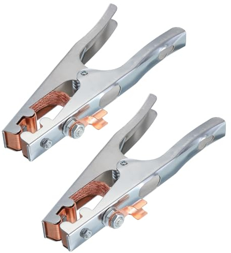 sourcing map 1000A Welding Ground Clamp, A-Shape Welder Machine Grounding Clamp Earth Ground Cable Wire Clip Iron Chrome Plated for Welding Machine Pack of 2
