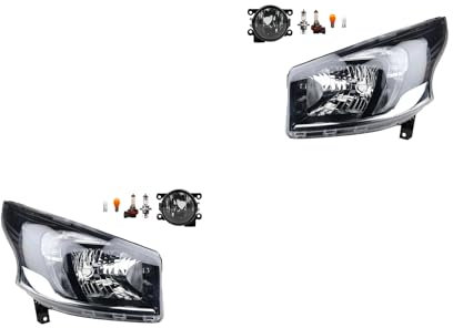 Johns, Scheinwerfer Satz Halogen FrontScheinwerfer Satz passend für Opel Vivaro 06/2014- H4 Links & Rechts + Nebelscheinwerfer + Leuchtmittel
