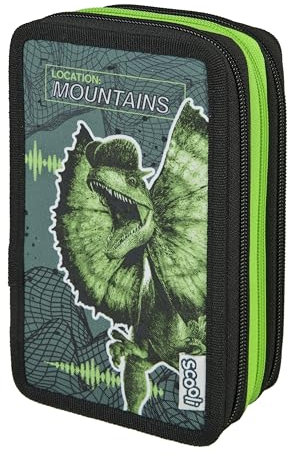 Scooli - Tripledecker Schüleretui Jurassic World - Großes Schüleretui mit hochwertigen Stiften - praktisch und funktional - für die Schule und unterwegs - hochwertige Qualität - ab 6 Jahren