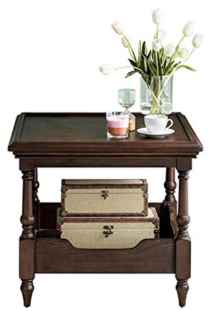 GLigeT Bout de Canapé Table d'appoint carrée de 23,6 po en Noyer Noir, Table d'appoint Rustique en Bois, Petite Table Basse carrée à 2 Niveaux, Table d'appoint de canapé, Table de Chevet Table Basse
