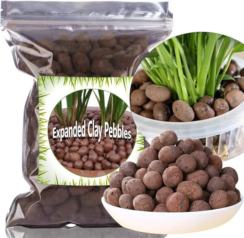 Expanded Clay Pebbles 1L, 8mm-14mm Clay Balls for Plants, Organic Plant Grow Media, Porous Stones for Hydroponics, Drainage, Decoration, Aquaponics, and Other Gardening Essentials
