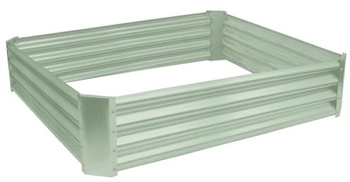 Harbour Housewares Raised Garden Bed - Green - 120 x 120cm - Square - Bottomless Metal Raised Bed Galvanised Steel Planter Box for Growing Outdoor Plants, Vegetables, Flowers and Herbs