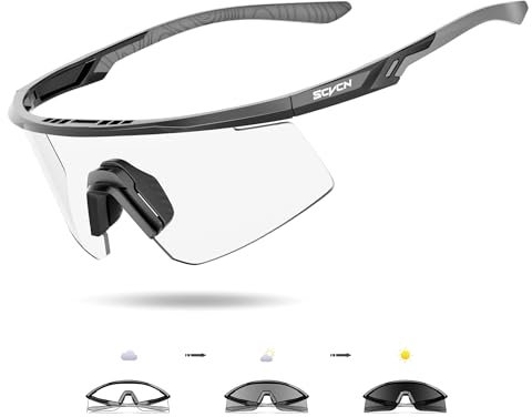 SCVCN selbsttönende fahrradbrille, UV400-Schutz TR90-Rahmen, transparent Sport-Sonnenbrille für Damen und Herren zum Radfahren, Laufen, Baseball, mtb, Mountainbike und andere Outdoor-Sportarten 01