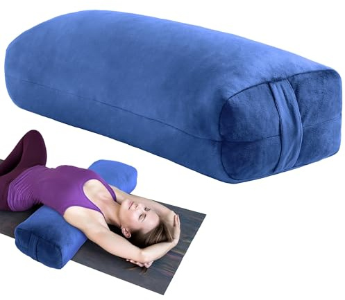 MABOZOO Yoga Bolster Pillow, Rectangular, 27.5X10X6, Blue