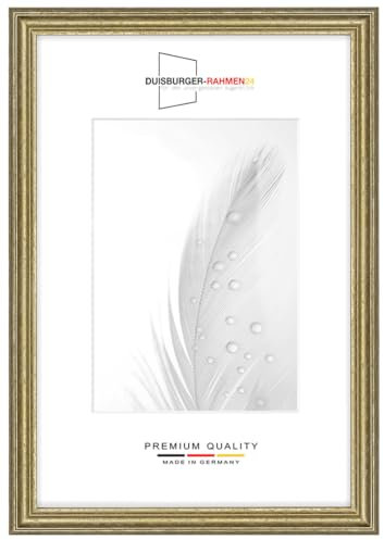 Massiv Holz Bilderrahmen Vintage Retro 33 x 98 cm in Alt-Champagne | inkl. bruchsicherer Anti-Reflex Kunstglasscheibe | Rahmen für Poster | Puzzle | Foto collage DR085