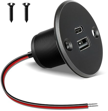 acegoo USB C Steckdose 12V Wohnmobil Ladegerät Vollaluminium, Typ C USB Anschluss PD3.0 QC3.0 KFZ Buchse Dose Einbau Adapter für Camper Auto Boot LKW Wohnwagen (1 x großes Panel)