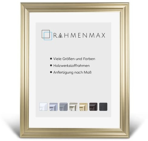 RahmenMax Neapel Barock Bilderrahmen Posterrahmen 60x120 cm Puzzlerahmen Farbe Gold Schlicht 120x60 cm mit weisser Rückwand und klarem Arcylglas