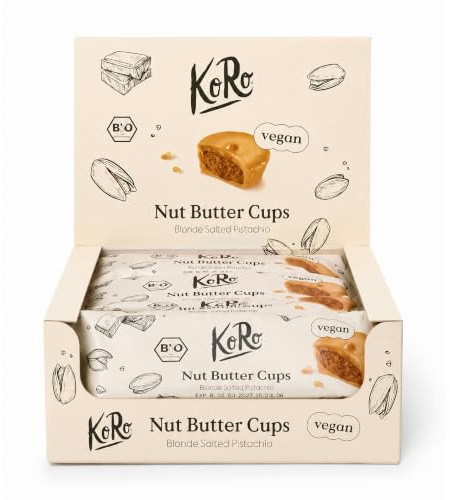 KoRo - Bio Nut Butter Cups Blonde Salted Pistachio - Mit weißem Erzeugnis aus Kakaobutter und Sheafett- Süß-cremige Pistazienfüllung - Vegan