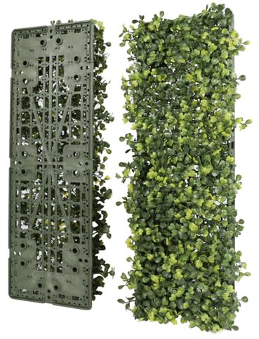FLORALEAF Lot de 6 panneaux de plantes artificielles rigides à base rigide - 45,7 x 15,2 cm - Protection UV - Décoration murale pour extérieur et intérieur - Milan sans fleurs blanches
