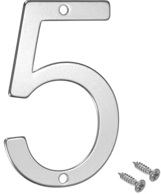 M METERXITY 1-Pack House Number, 2 Inch 304 Stainless Steel Mailbox Number Door Number Signage for Garden/Hotel/Mailbox/Address/Sign, House Number for Outside [Number 5, Silver]