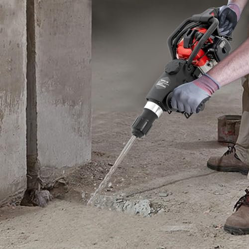 Stemmhammer Abbruchhammer Benzin Schlaghammer 33CC 2 Stroke Multifunktionale Meißelhammer Schlagbohrhammer mit 2 Meißeln & 3 Bohrer, für Hämmern, Schlitzen, Bohren und Zerkleinern