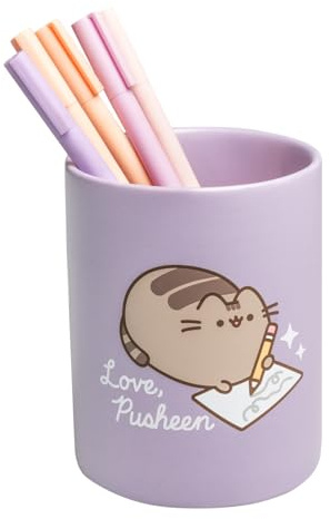 Pusheen Cat Stifte Organizer Stiftehalter Schreibtisch Merch Geschenke | Stifteköcher Schule Bürobedarf 10,5 x 10,5 x 8,5 cm aus Keramik - Schreibtisch Zubehör Deko