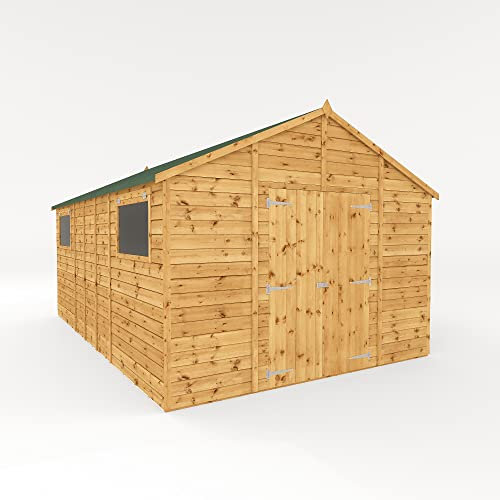 WALTONS | Premium Shiplap Workshops | Tongue and Groove | Wooden Workshop Sheds | Apex | Double Doors | Windows | Garden Storage Tool Shed | 10ft | 10 Year Anti Rot Guarantee (16ft x 10ft)