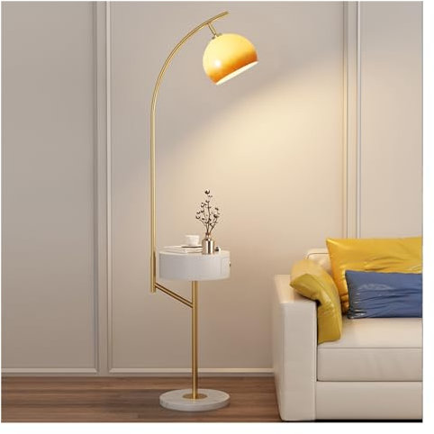 Desk Lamp Lámpara de pie Lámpara de pie Ajustable con Mesa de Centro, lámpara de pie Moderna con Cargador inalámbrico y Puertos de Carga USB, lámpara de pie Creativa para Sala de Estar, Dormitorio,