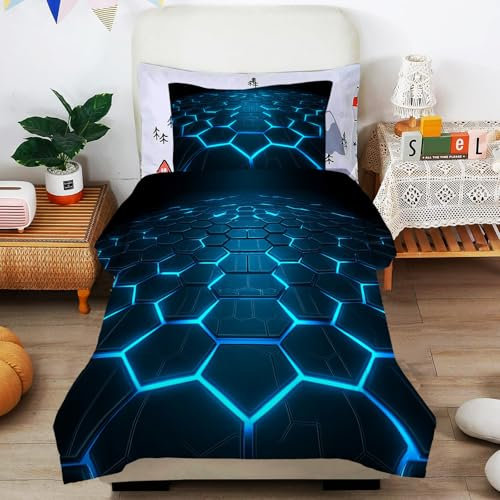 GSAEIMCT Bettdecke 135x200 Ganzjahresdecke 4 Jahreszeiten, Blau leuchtende Knöpfe Daunenalternative Steppdecke 135x200cm, Super Weiche Zudecke Atmungsaktive Schlafdecke