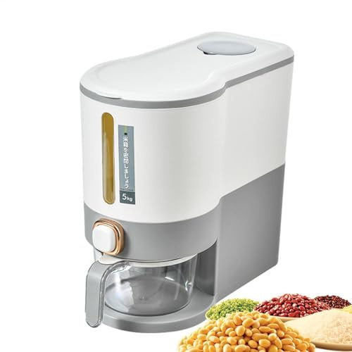 Kitchen Rice Bucket - Press Type Rice Dispenser With Measuring Cup, 5kg/10kg Cereal Storage Container | Countertop And Pantry, Durables Grain Holder For Kitchen Organization And Food Storage