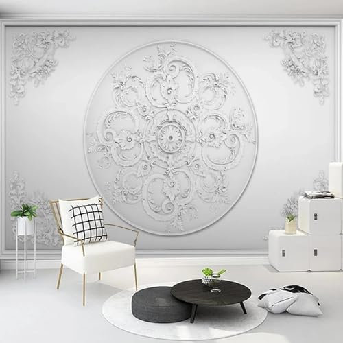 HBYUEHAN Grande affiche à motif floral en relief en plâtre blanc, art créatif, décoration pour salon, chambre d'adulte, chambre d'enfant, salle d'étude