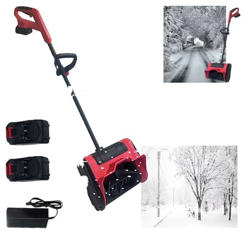 Hooha Akku Schneefräsen 21V Elektrische Bürstenlose Schneebürste für Höfe und Straßen Betrieb Bis -20° Wurfweite 8m&Arbeitsbreite 32 cm&Räumtiefe 15cm Abnehmbar Bequeme Aufbewahrung