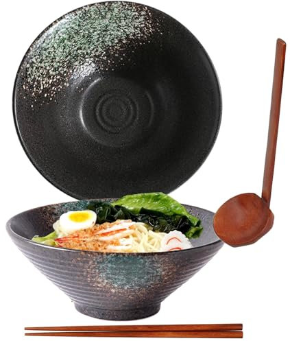 Bol à ramen, en céramique japonaise, 1200 ml, avec cuillère, baguettes, bols à soupe, bols à céréales, saladiers