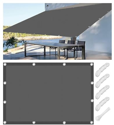 Vela Ombreggiante Rettangolare 4x6M Tenda da Sole per Esterno Vele Ombreggianti Impermeabile Telo Parasole con Fune Occhiellato Protezione UV Tenda Vela per Giardino Balcone Terrazza Grigio scuro
