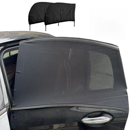 Car Side Window Shades, OUTTDID 2 Pack Rear Window Sun Shades, Car Heat and UV Protection Stretchy Mosquito Net Cover Fit Cars SUVs - Up to 92x140cm