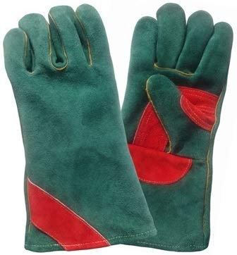 MJFVN Leder Hitzebeständige Forge Schweißen Handschuhe Grill Grillhandschuh Flammenhemmende Langarm warmen Winterarbeitshandschuh
