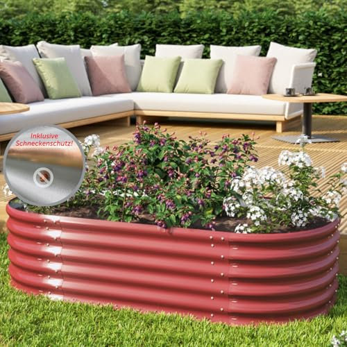 Vitavia Hochbeet Vita 401 Basic, Rubin | Wetterfest aus Zincalume® | Ergonomisch & Rückenschonend | Schutz vor Schnecken & Unkraut | Perfekt für Gemüse & Blumen