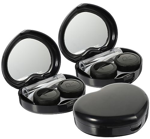 VALICLUD 3sätze Kontaktlinsenbehälter Mit Spiegel Tragbarer Reisekontaktlinsen-Holder Herzförmige Linsenaufbewahrungsbox Für Damen