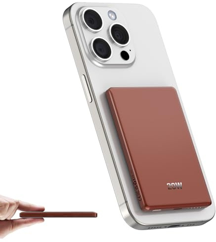 Dbasne Magnétique Batterie Externe Petit Mini san Fil Power Bank 5000mAh PD 20W QC3.0 Charge Rapide USB C Input & Output Batterie Portable Compatible avec iPhone 16/16 Plus/16 Pro/16 Pro Max